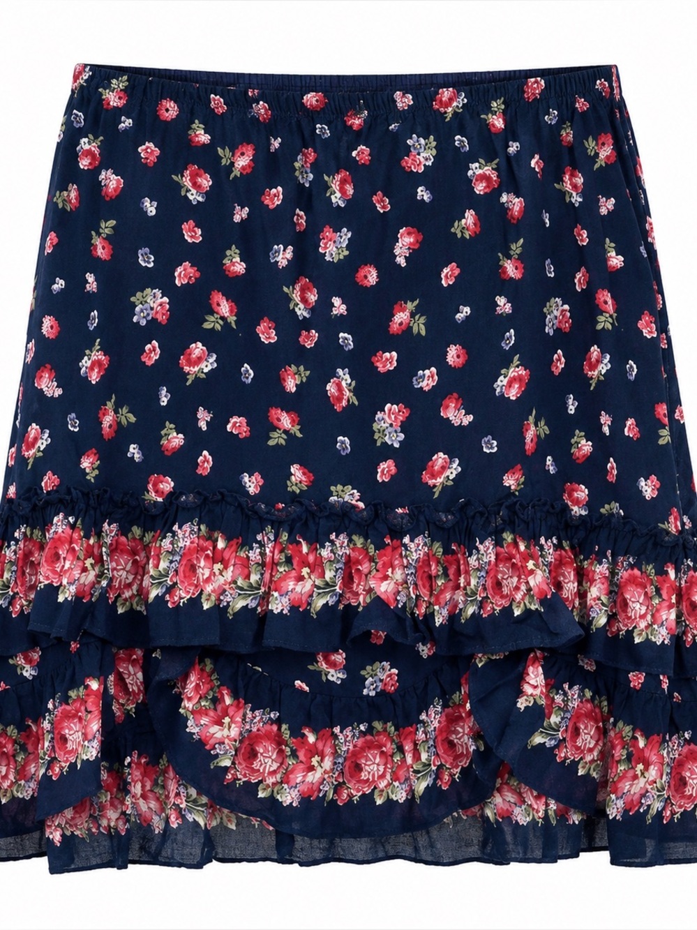 Max Studio XL Floral Ruffle Tiered Skirt 100% Cotton Made In China